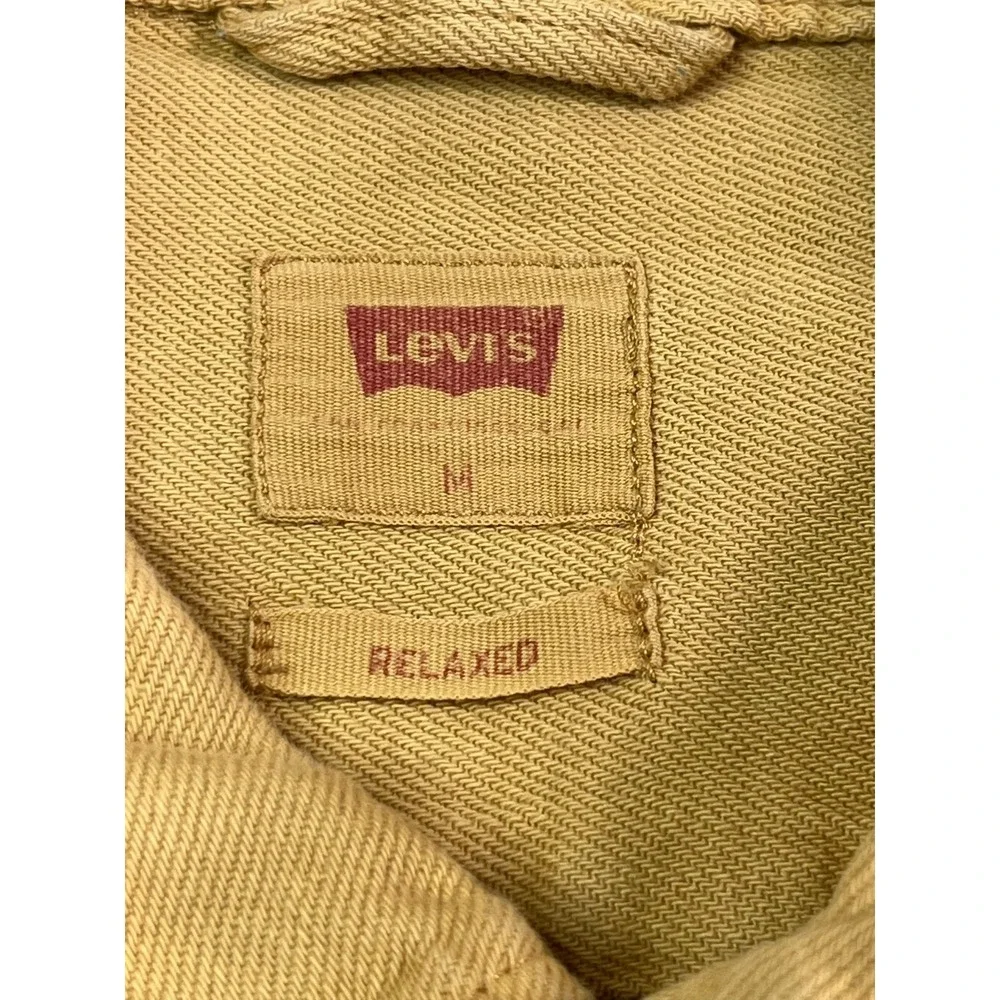 LEVI'S Mens M Shirt Button Front Cotton Hemp Soft Yellow Long Sleeve Pockets - Picture 3 of 12